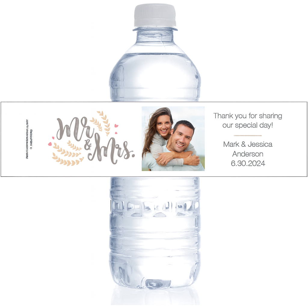 Photo of Wedding Water Bottle Labels - Pack of 12 – 2"x8" – 12