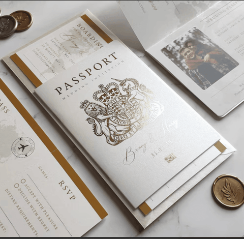 Passport Wedding Invitation - Arrow Print Canada