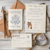 Passport Wedding Invitation - Arrow Print Canada