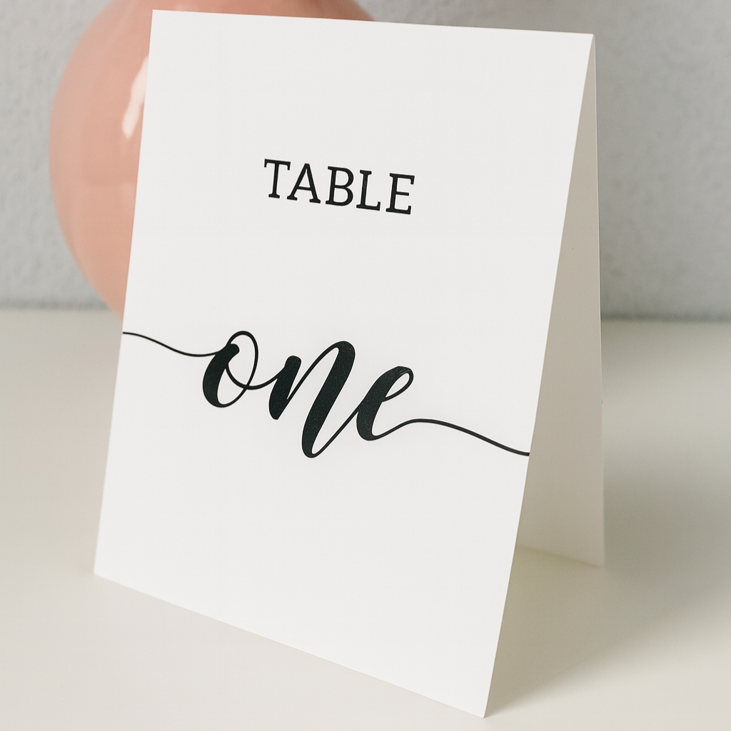 Photo of Custom Wedding Table Numbers (pack of 50) – 4"x6" – Folded Tent Style – Pack of 50