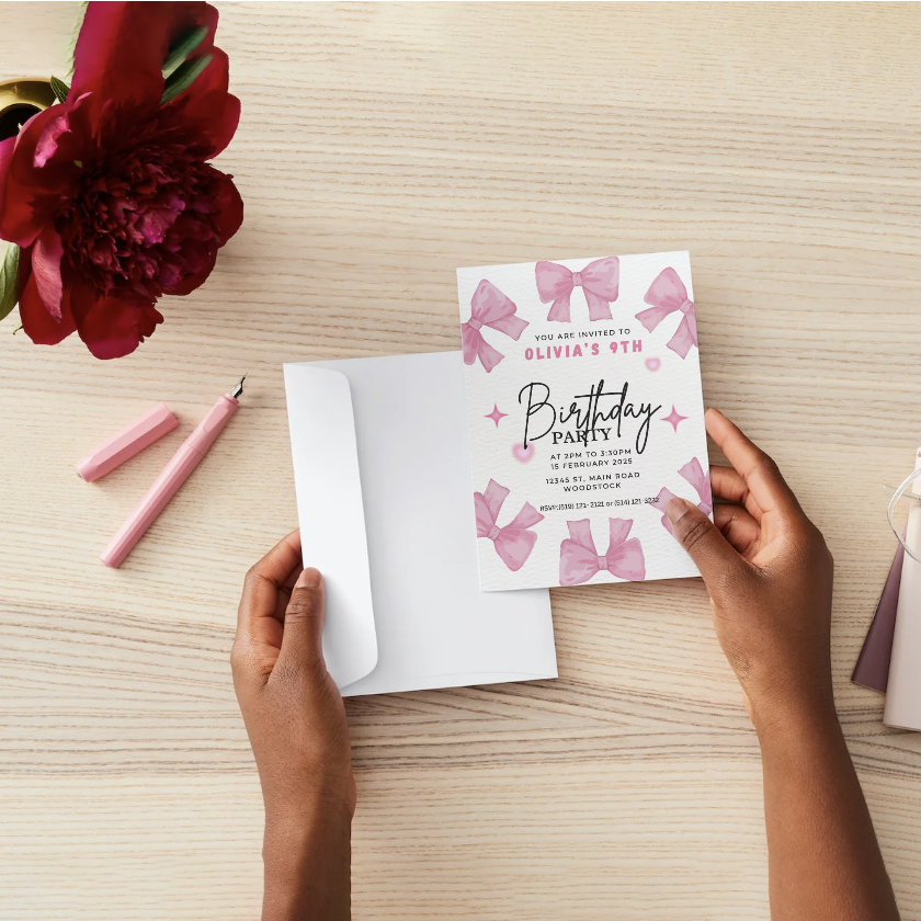 Photo of Custom Invitations โ 14pt Cardstock โ 4.25" x 5.5" โ 14PT Printed 1 side โ NO