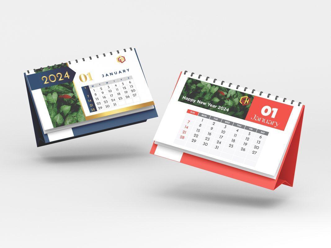 A stylish custom calendar desk featuring vibrant, high-quality printing. The calendar showcases daily, weekly, and monthly plans, with options for personalized designs, themes, and layouts. Ideal for organizing appointments, deadlines, and special occasions, and perfect as a thoughtful gift.