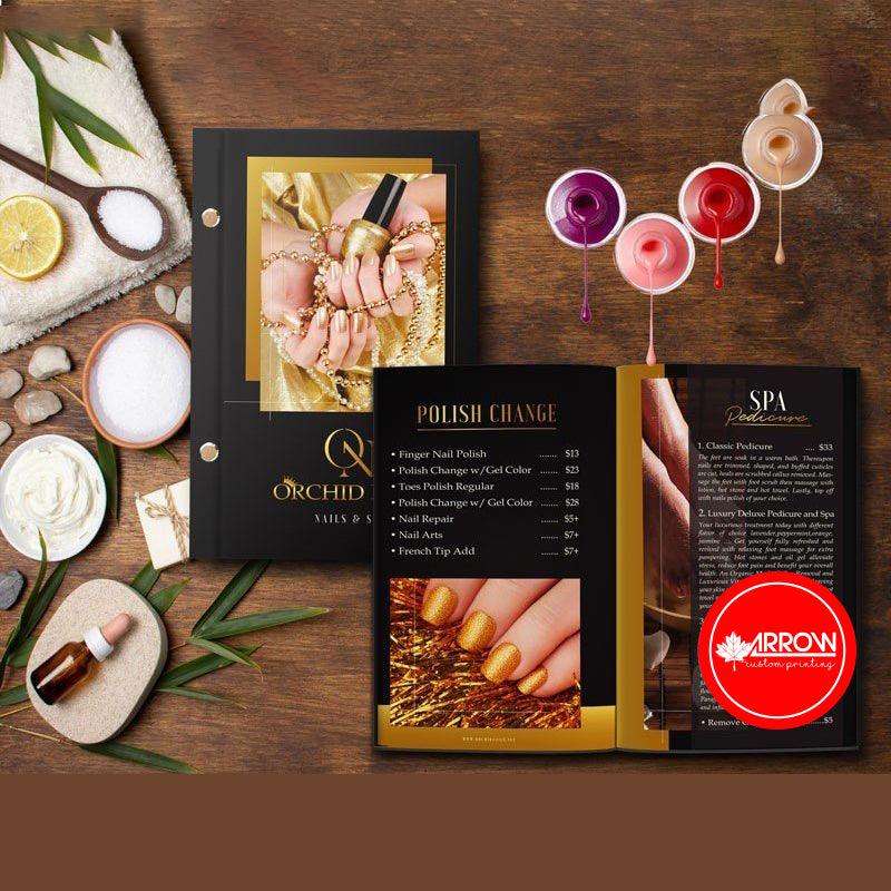 Photo of Premium Menu Printing for Spas & Salons – 8.5"x11" – 12 pages (including cover) – Set of 5 Menus