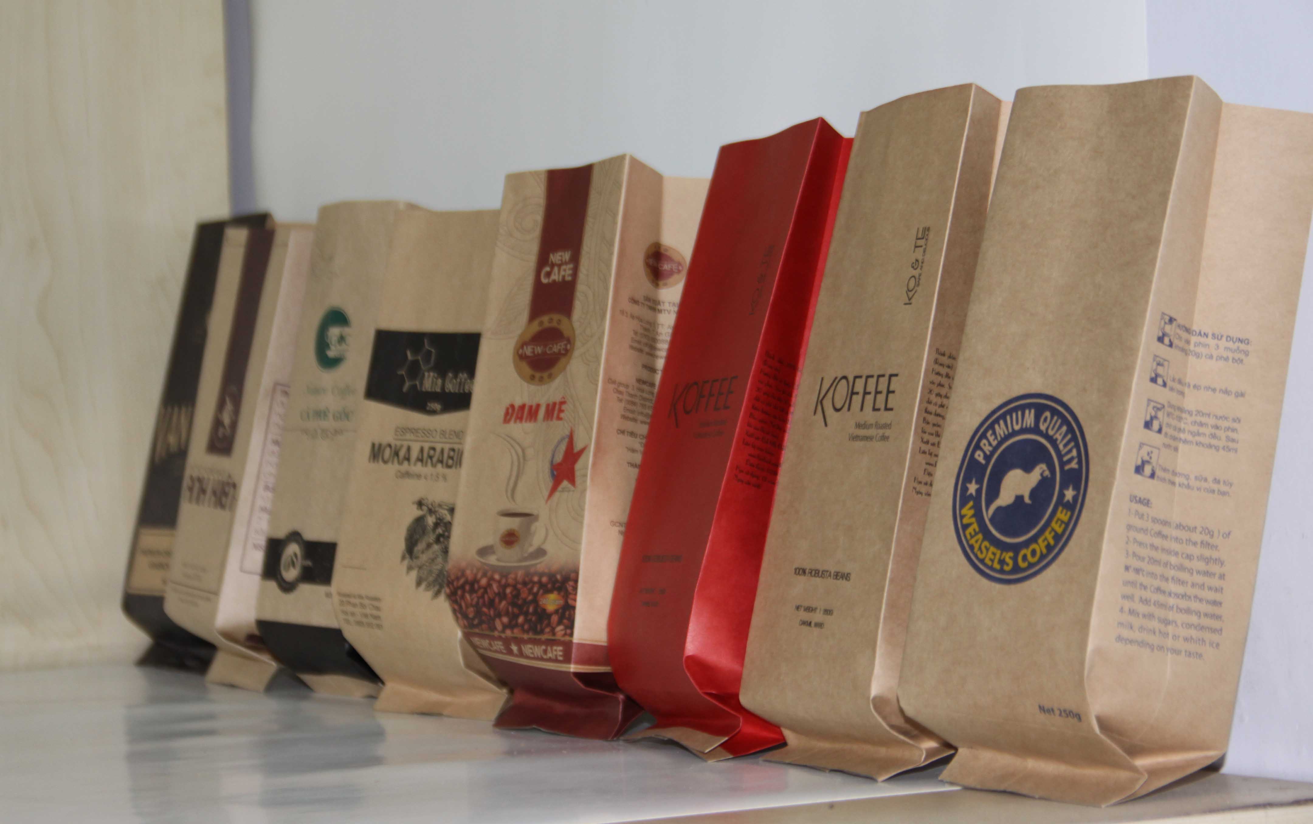 Print Kraft Paper Coffee Bags with logo-branding printing