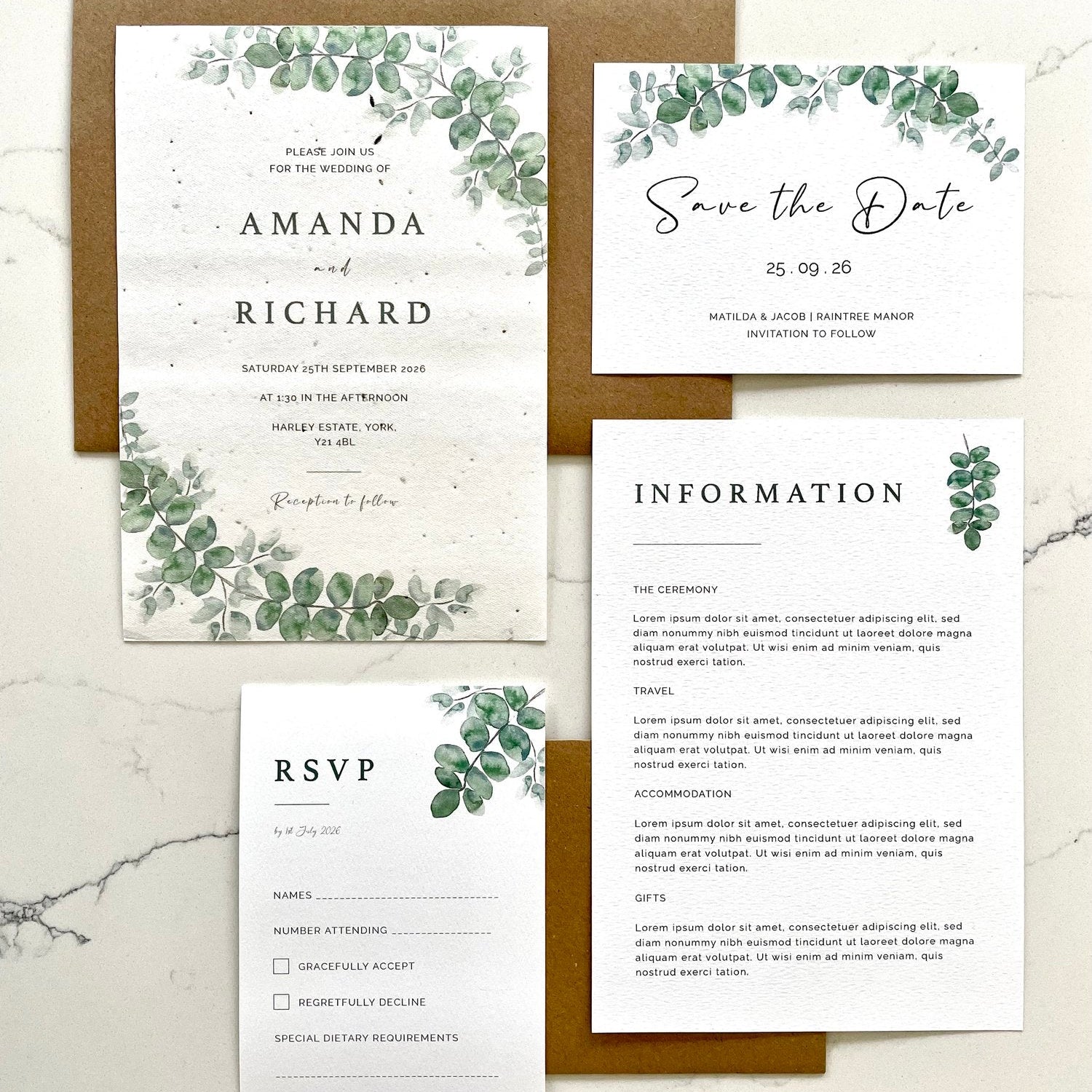 Photo of Custom Wedding Invitation Sets – 4"x6" – Brown without printing – 100