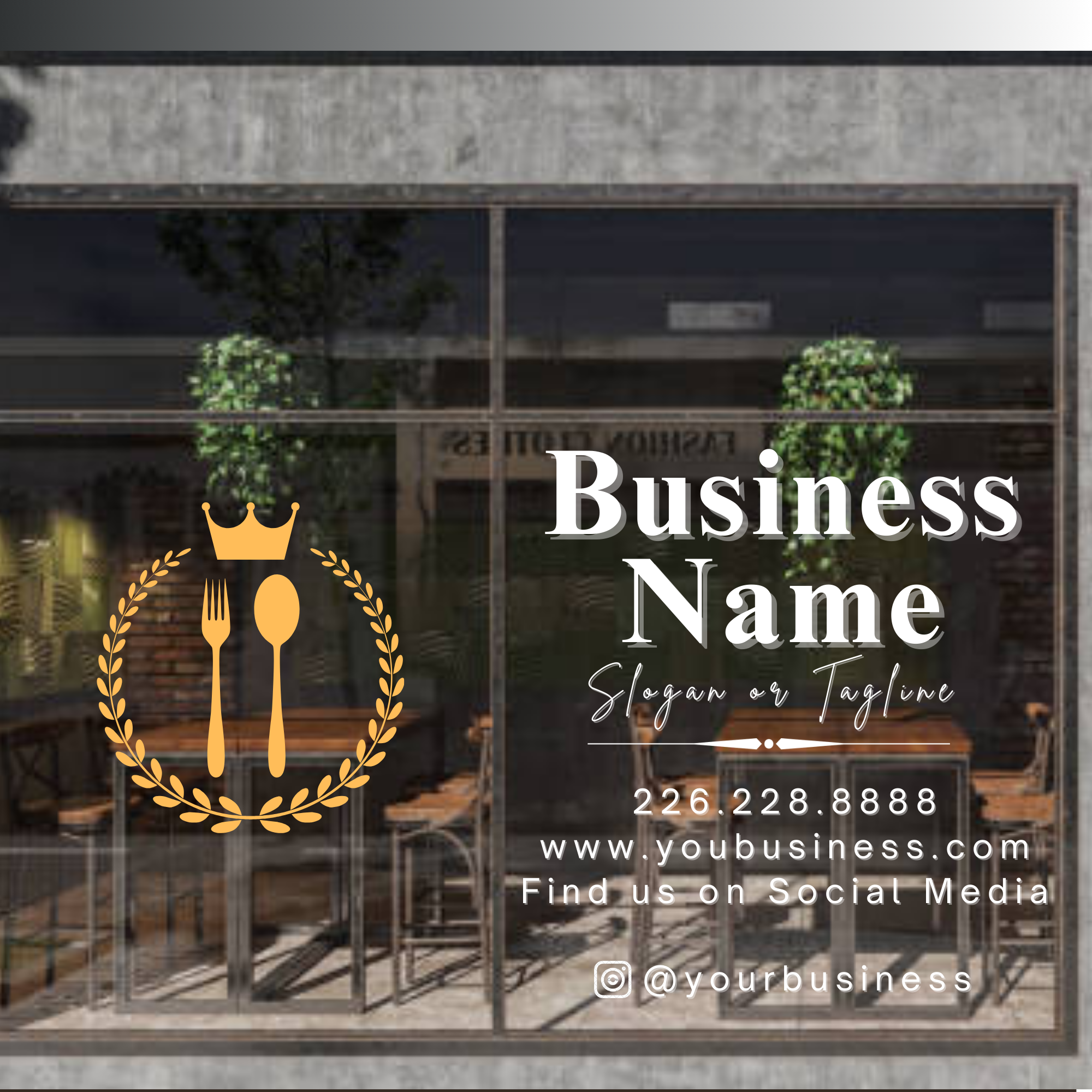 Photo of Custom Restaurant Window Decal – 10"x10" – White Vinyl