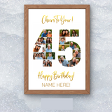 Personalized Birthday Number Collage Print – 40th, 45th, 50th Milestone Gift Idea