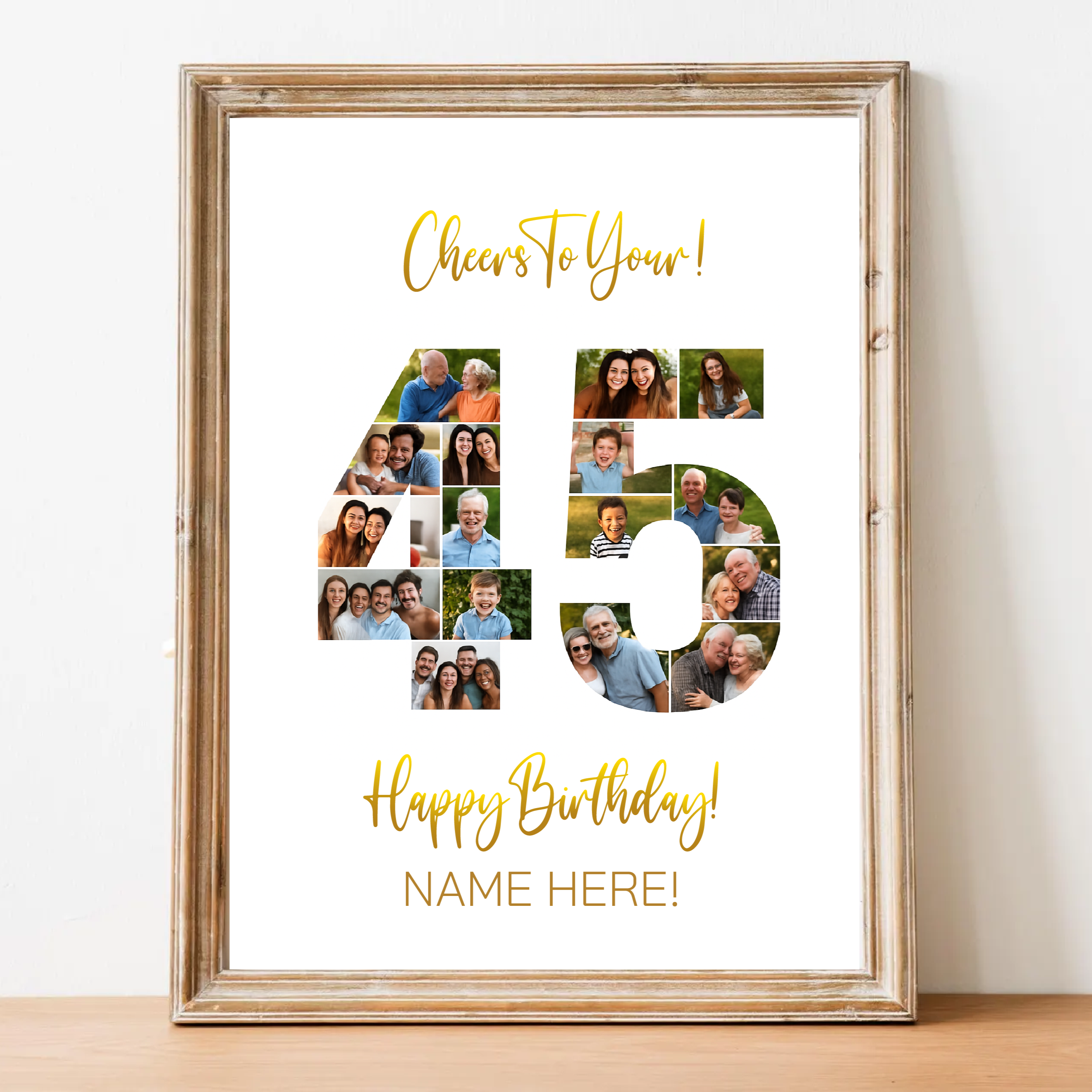 Personalized Birthday Number Collage Print – 40th, 45th, 50th Milestone Gift Idea
