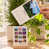 12 Months Calendar with Wooden Base
