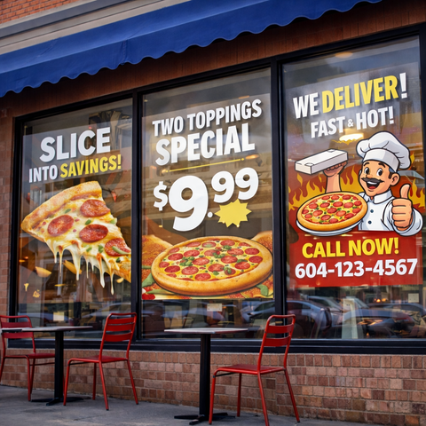 Clear Window Cling for Restaurants | Removable Glass Graphics