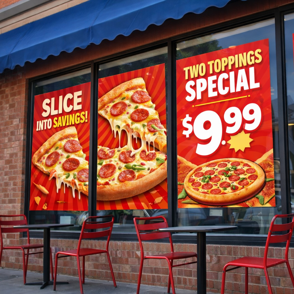 Clear Window Cling for Restaurants | Removable Glass Graphics
