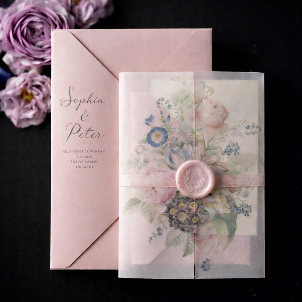Custom Wedding Invitation Set | Floral Vellum Invitation | Personalized Wedding Invite