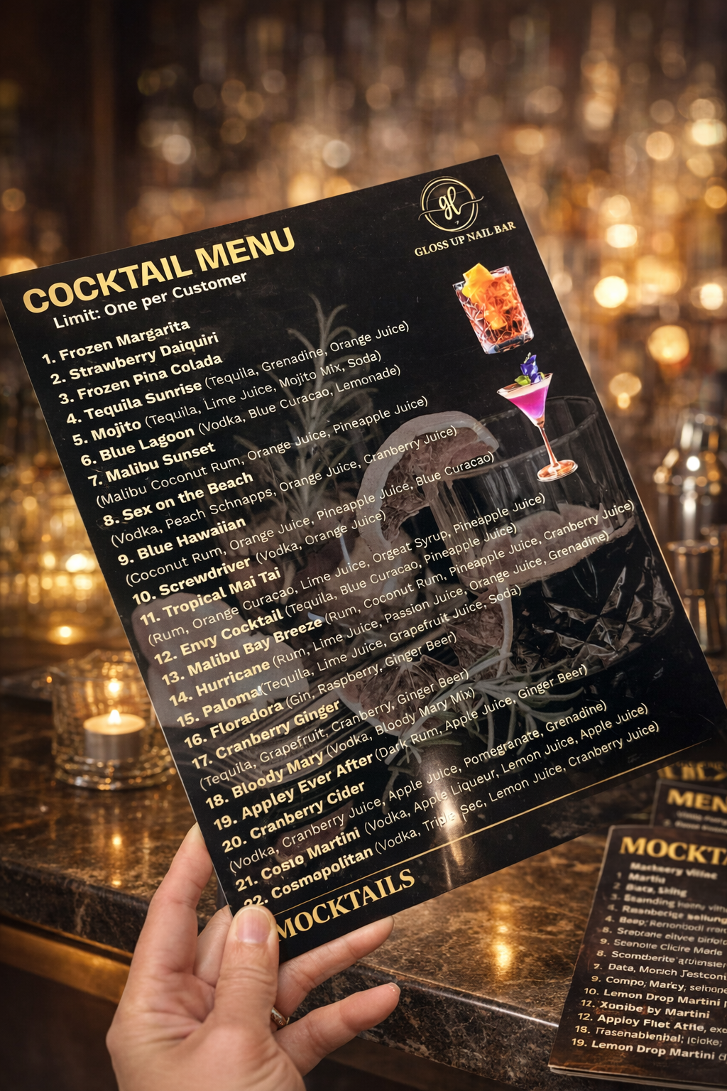 Custom PVC  Menu 1mm thickness