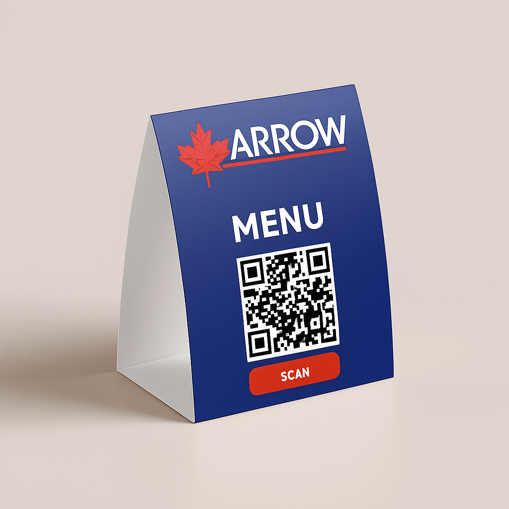 Table Tent Menu | 4” x 6.25” | Arrow Print Canada