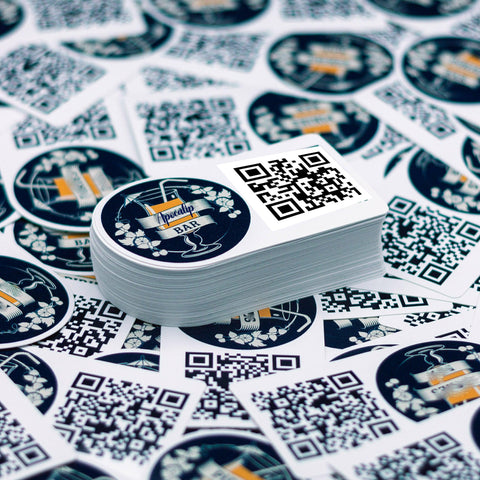 Photo of QR Code Stickers - Custom – 3"x2" ((9 labels per sheet 8.5"x11") – Vinyl label – 1 sheet