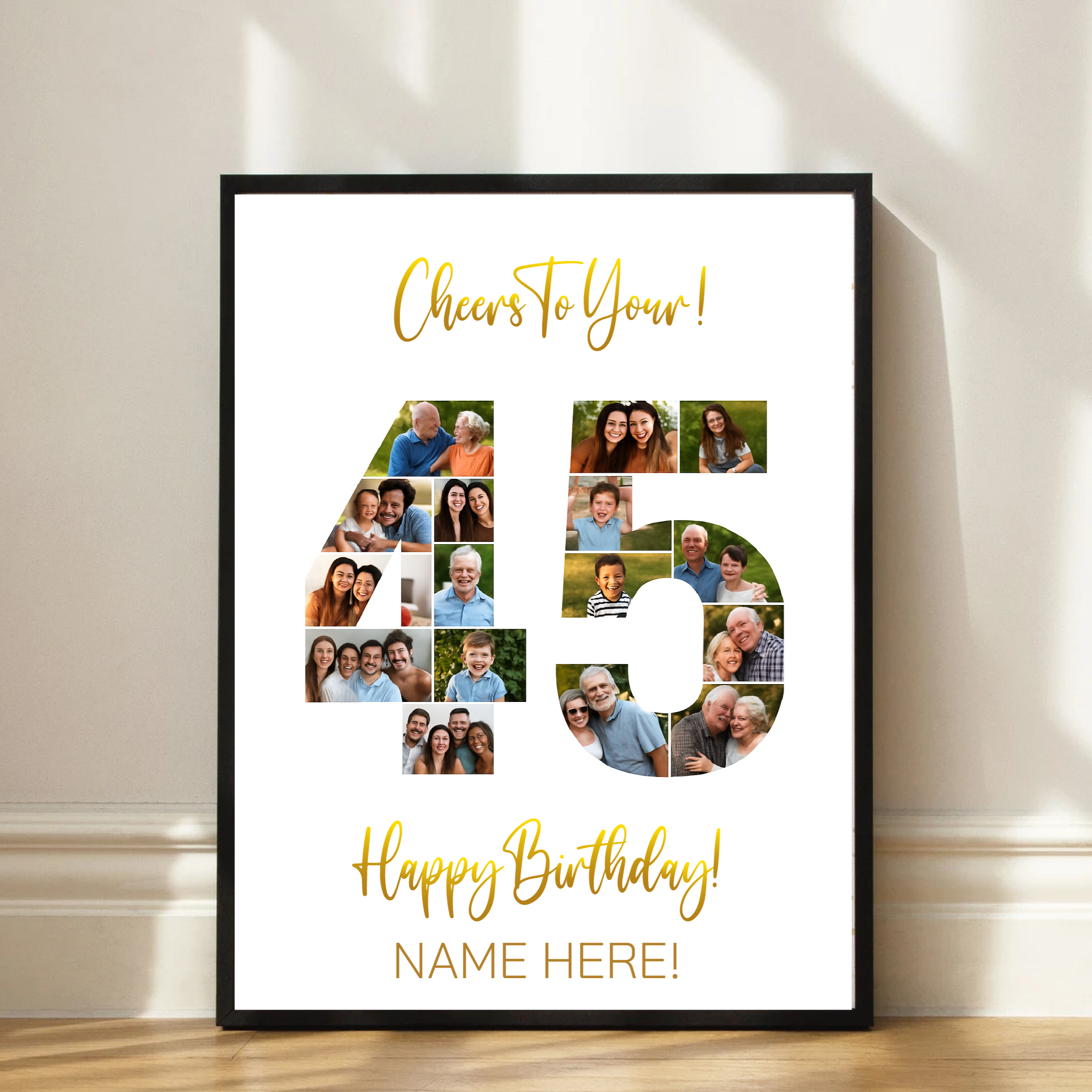Personalized Birthday Number Collage Print – 40th, 45th, 50th Milestone Gift Idea