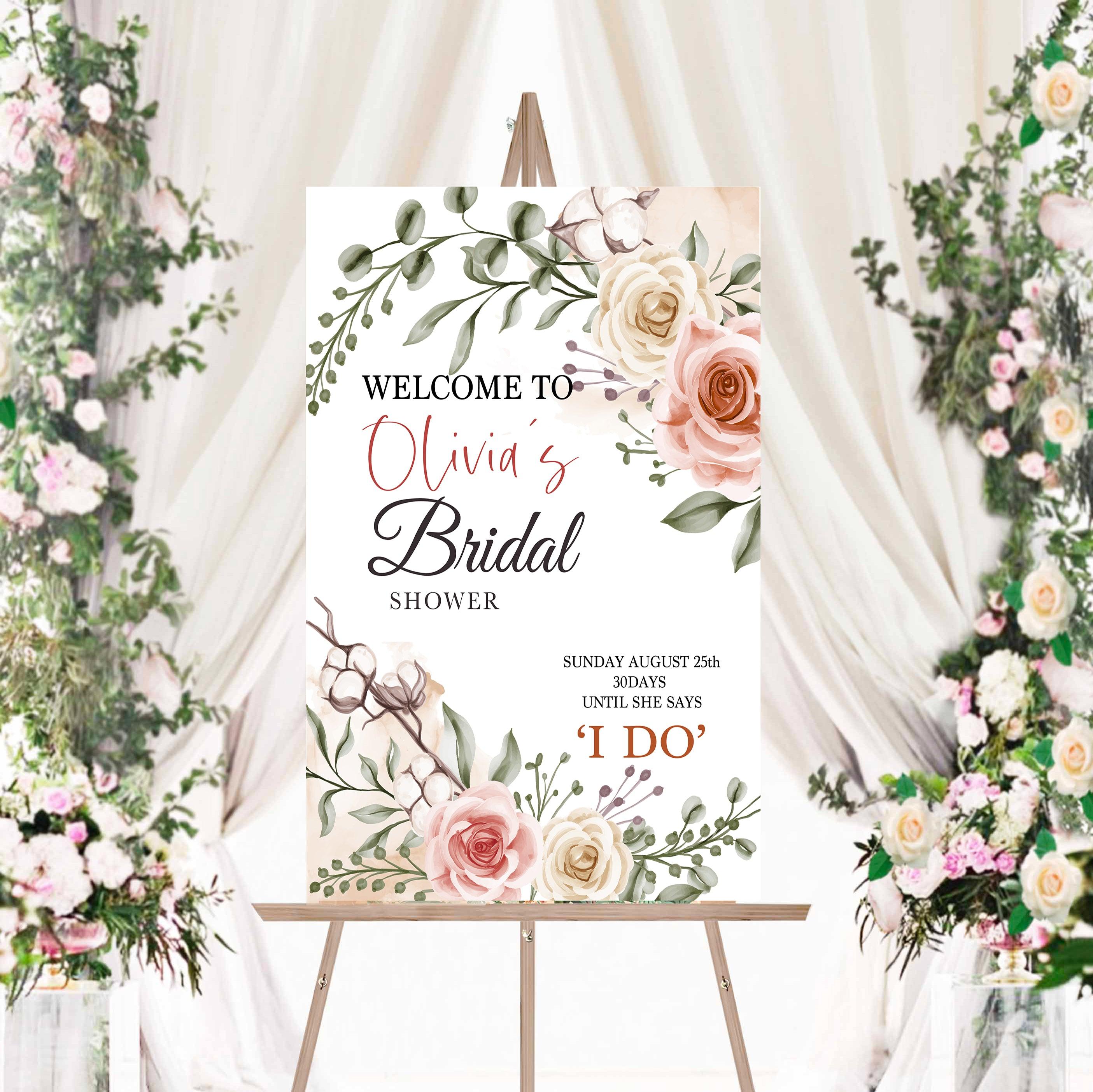 Personalised Bridal Shower Sign, Bridal Shower store Welcome Sign, Floral Bridal Shower Sign, bridal shower poster, Bridal Shower Decoration