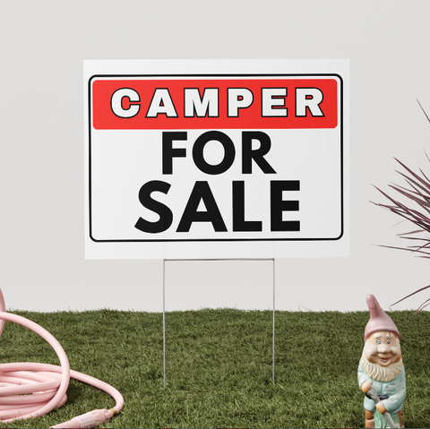 Photo of For Sale” Yard Signs – With H-Stakes – 24"x18" – Camper for sale sign – Single