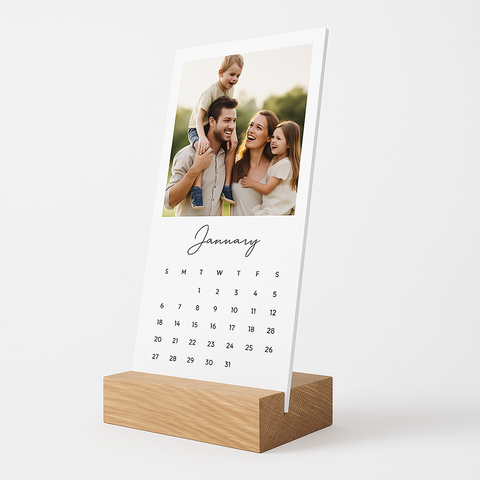 12 Months Calendar with Wooden Base