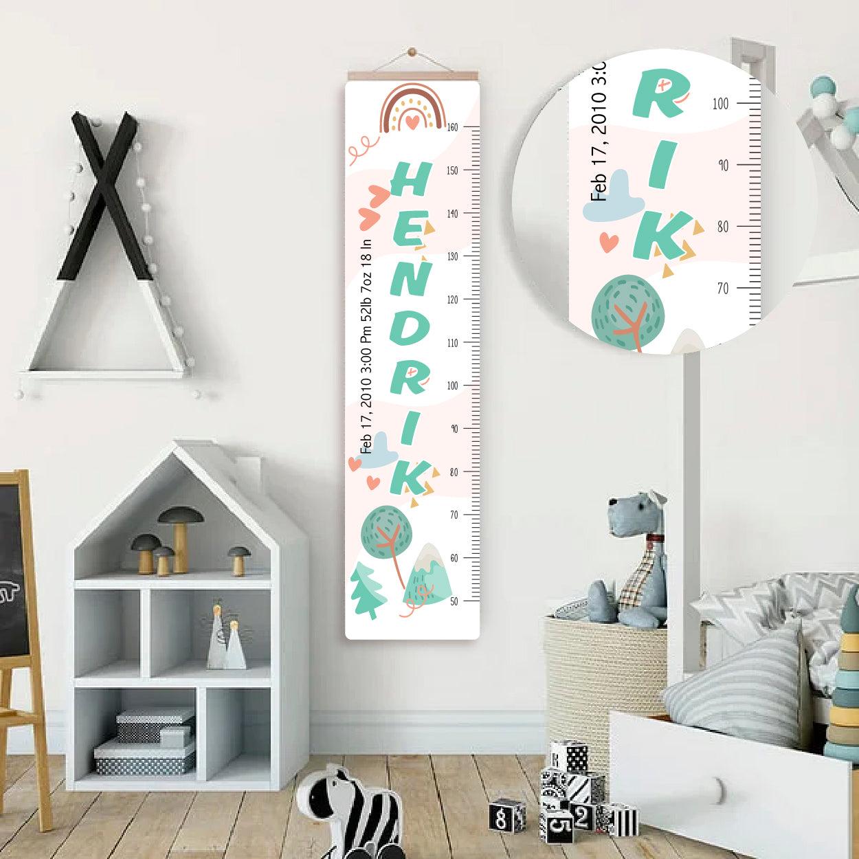 Custom Dinosaur Height Chart with Name – Cute Growth Ruler for Kids, Nursery Room Decor, Baby Shower, Birthday