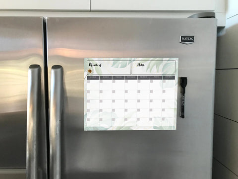 Magnetic Dry Erase Botanical Monthly Calendar – Reusable Fridge Planner, Magnetic Organizer