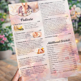 Custom PVC  Menu 1mm thickness