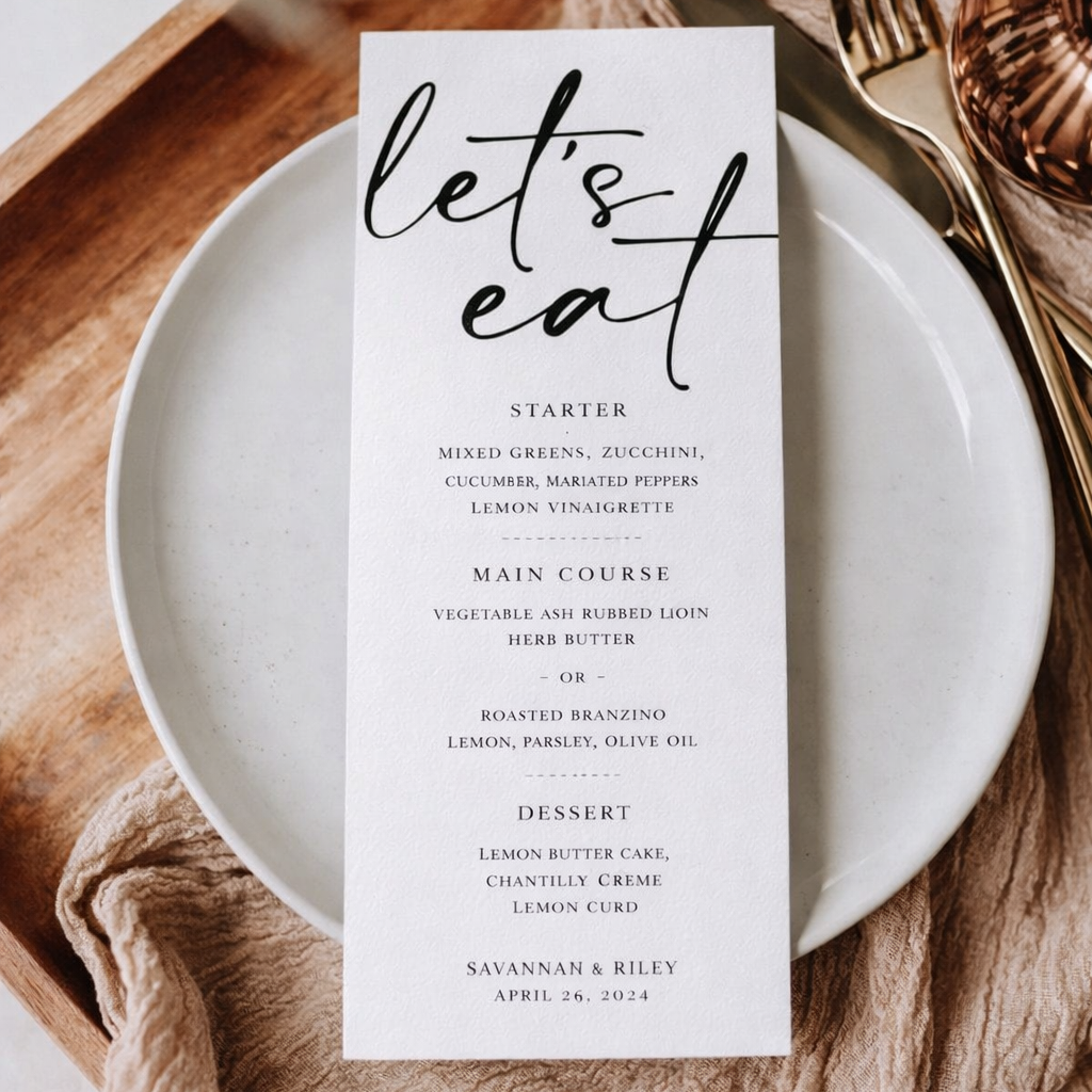 Custom Wedding Menu Cards – Premium Paper