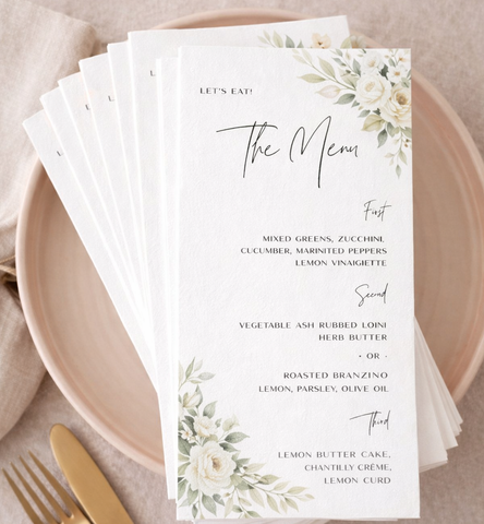 Custom Wedding Menu Cards – Premium Paper