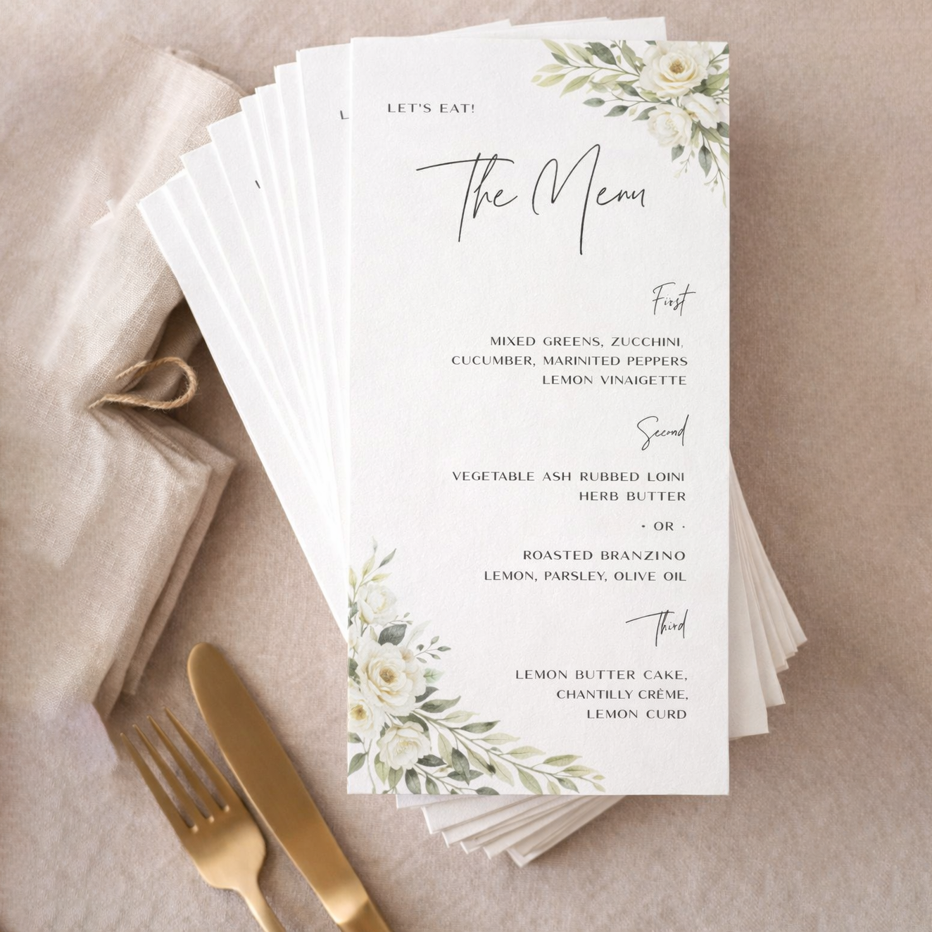 Custom Wedding Menu Cards – Premium Paper