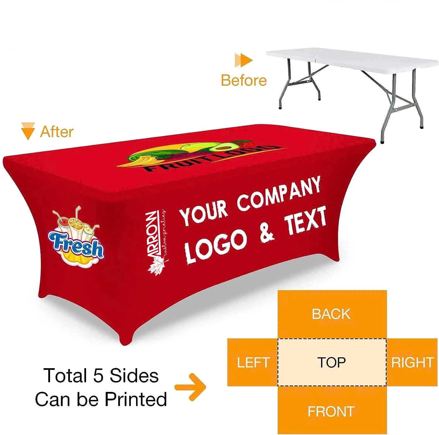 BrandingPro Custom Table Covers - 5 SIDES