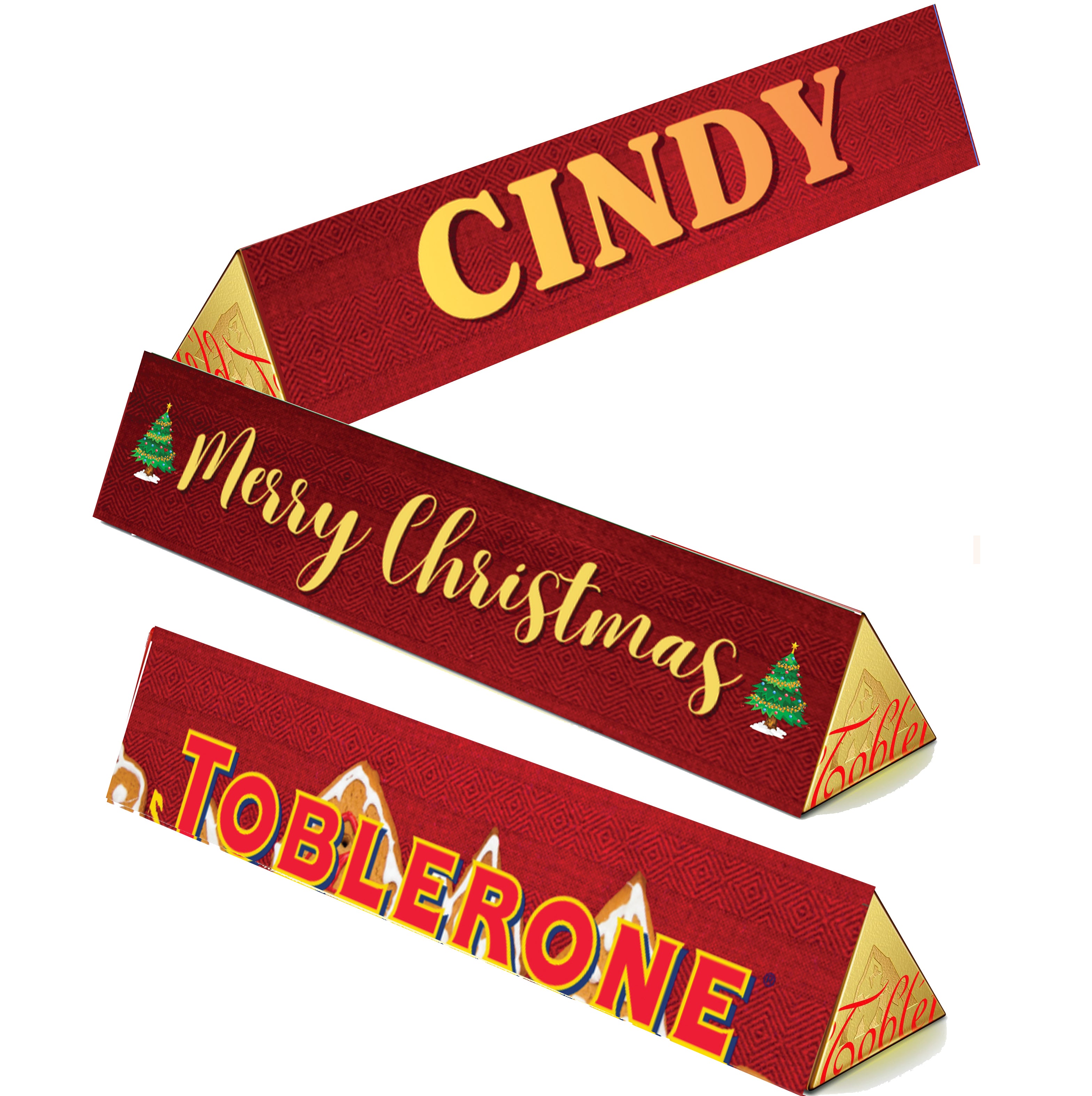 Personalised Toblerone Chocolate Bar - Christmas (Price including Toblerone)
