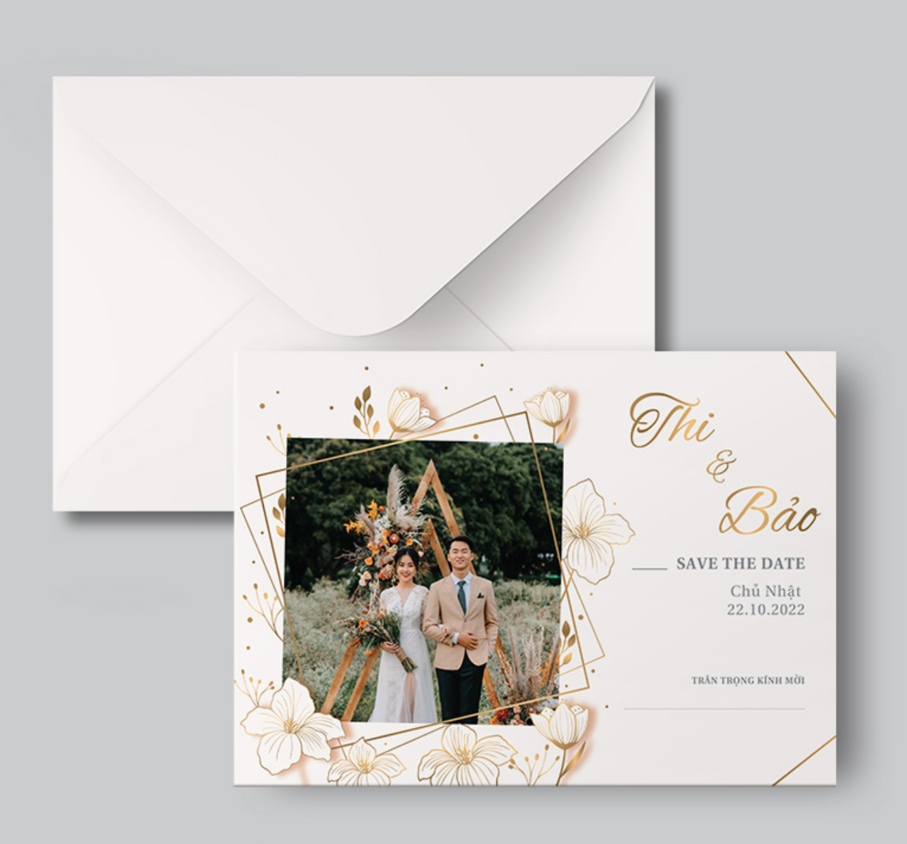 Classic Wedding Invitation – Double-Sided Printing with Envelope