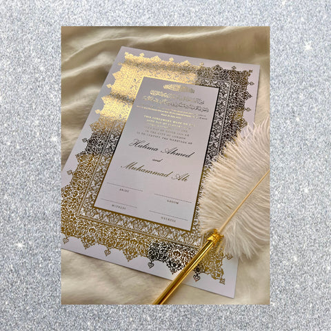 Luxurious Gold Foil Wedding Certificate